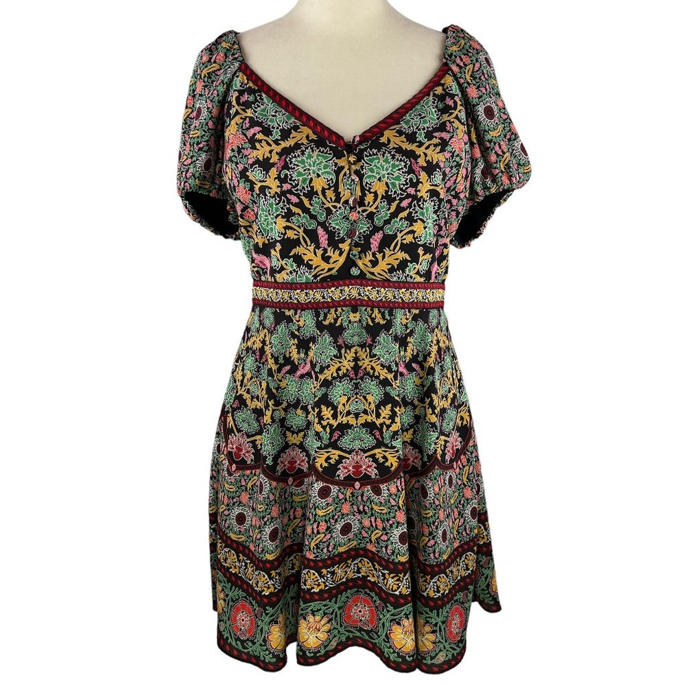 Alice & Olivia Dana Floral Print Crepe Mini Dress Size 6 - Picture 5 of 14